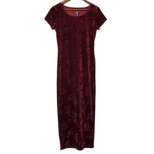 Possessed Red Velvet Gothic Romance Maxi Dress Size M Floral Burnout Womens